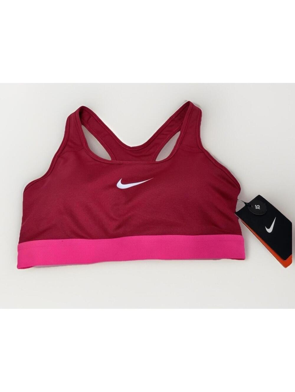 Nike Sports Bra XS Burgundy Wine Pink Medium Support Racerback *Dirt Spot*